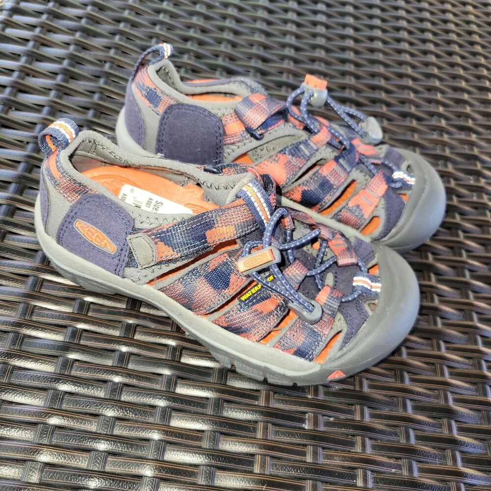 New Keen Kids 13 Sandals Waterproof Sport Hiking Walking Blue Orange Outdoor